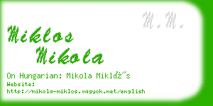 miklos mikola business card